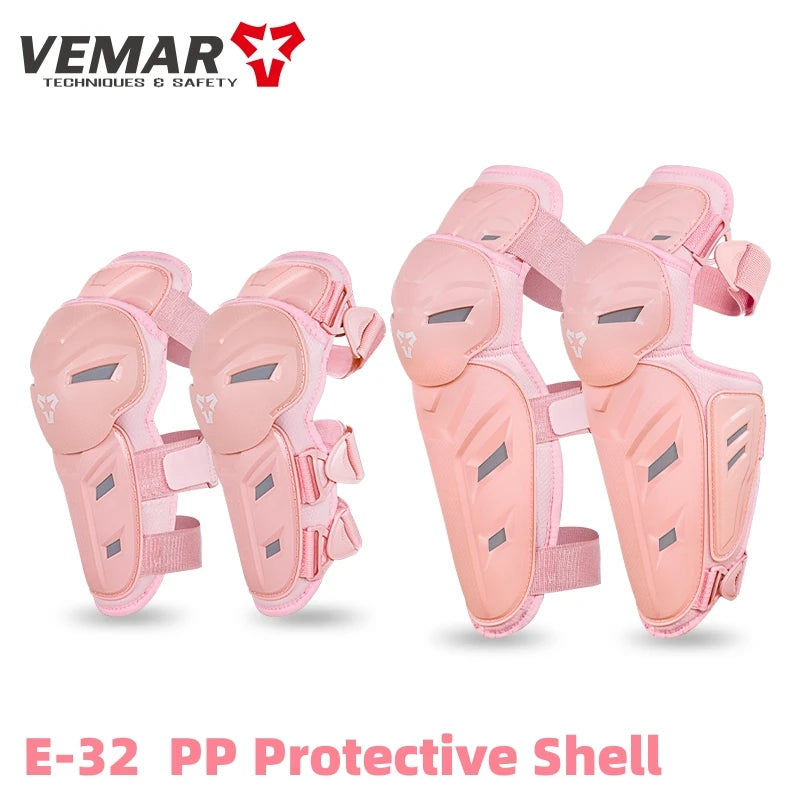 Motocross Knee Pads & Elbow Pads Set Adult Black Pink Leg And Elbow Protective Gear for Dirt Bike Motorcycle For Riding M-L
