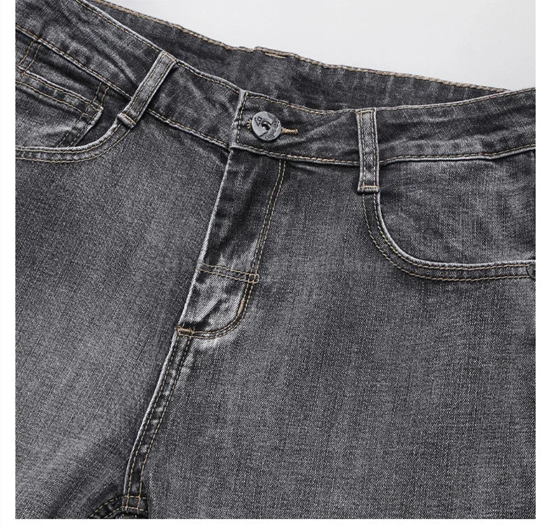 Tunna stretchiga denimjeans för män