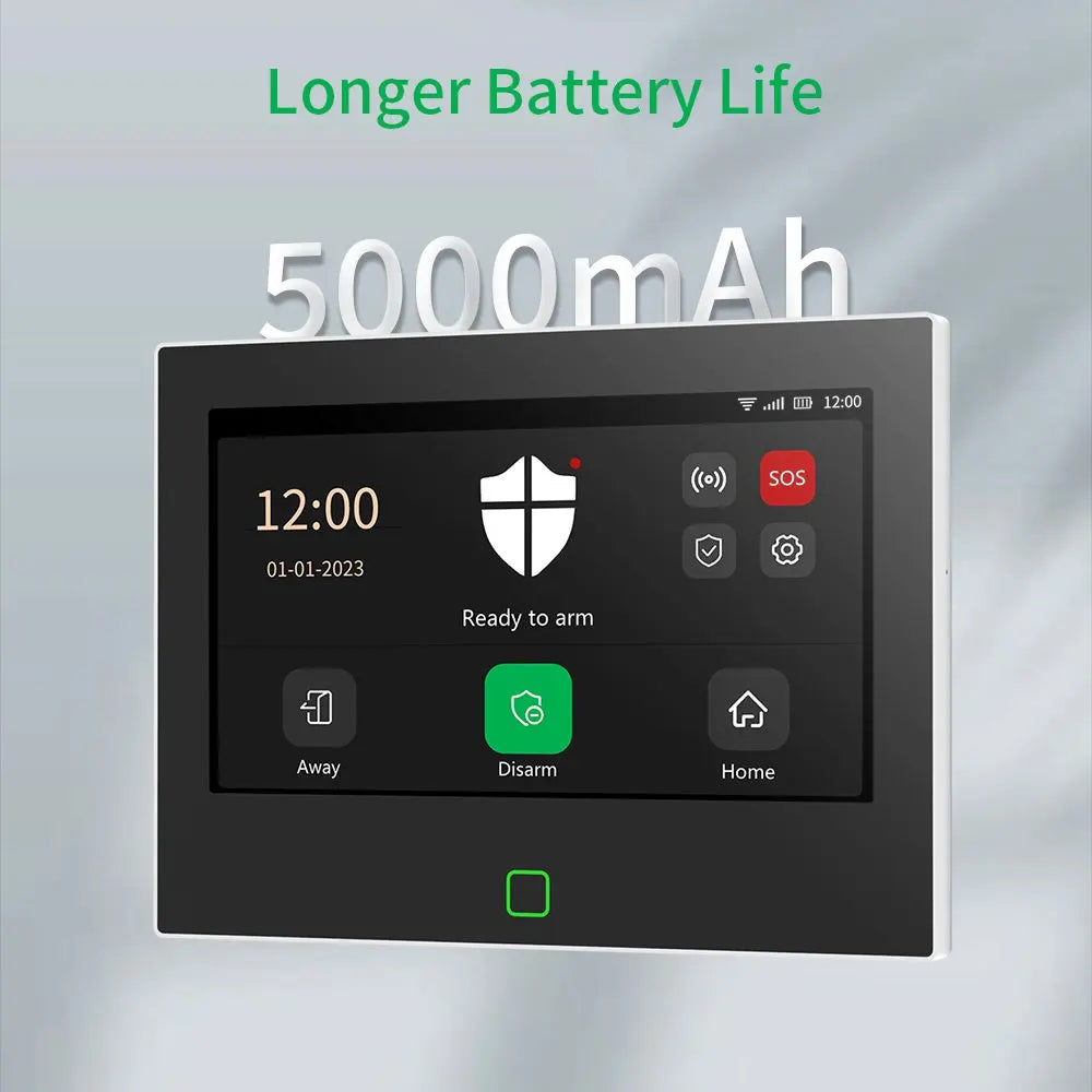 Staniot SecPanel 7" 4G WiFi Larmsystem – 5000mAh Batteri 120dB Siren Alexa Google 150 Zoner Tuya App 10 Språk CE RoHS