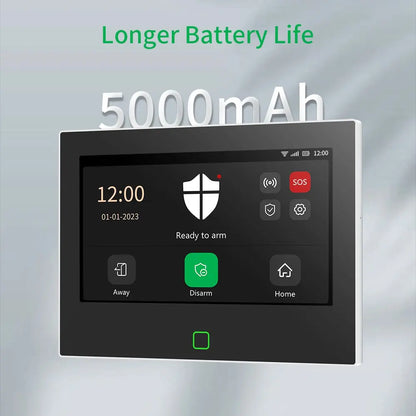 Staniot SecPanel 7" 4G WiFi Larmsystem – 5000mAh Batteri 120dB Siren Alexa Google 150 Zoner Tuya App 10 Språk CE RoHS