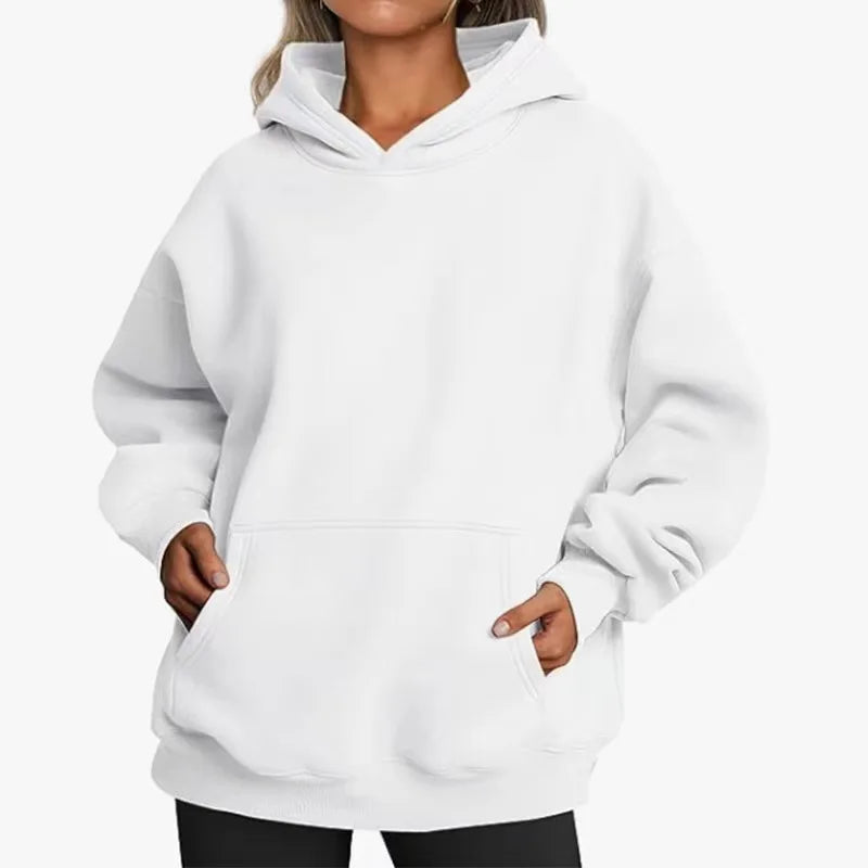 Unisex Oversized Fleece Hoodie – Varm Casual Pullover Plus Size Höst/Vinter, 17 Färger XL–5XL