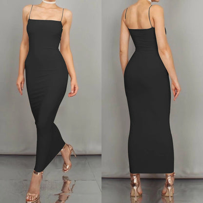 Dam Axelbandsklänning Midi – Sexig Bodycon med Öppen Rygg, Clubwear för Sommar, S–L