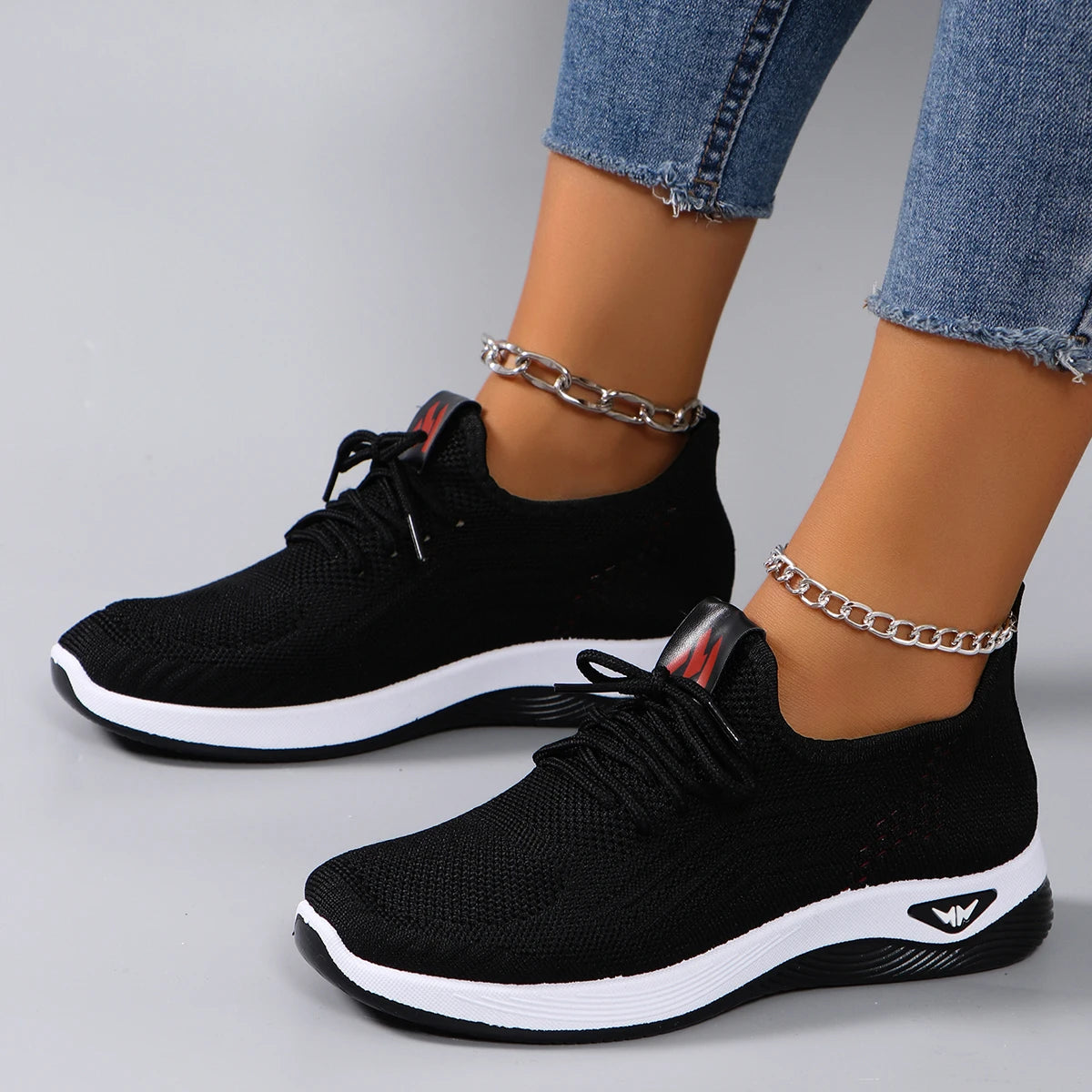 Dam mesh-sneakers med platt sula – Andningsbara, casual, sommar, storlek 37–41