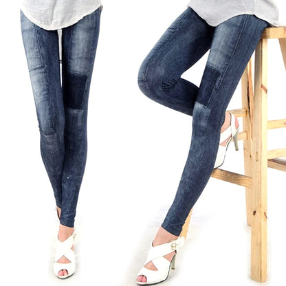 Women Leggings Denim Jeans Pants With Pocket Slim Leggings Women Fitness Blue Black Leggins