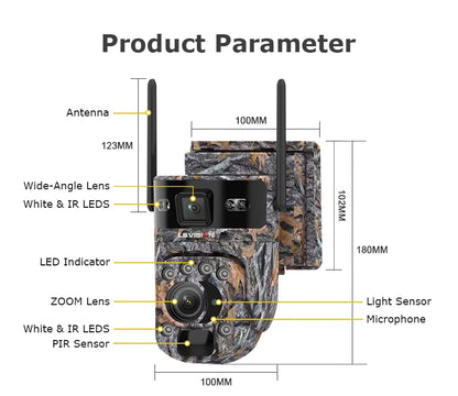 LS VISION 12MP 20X Optical Zoom 4G/ WiFi Solar Camera Outdoor Camouflage PTZ Cameras Surveillance CCTV Solar Hunting Camera Ubox