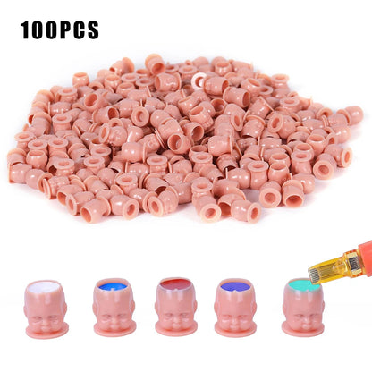 50/100/200pcs Plastic Disposable Tattoo Ink Cups With Base Pigment Clear Holder Container Cap Tattoo Accessory Permanent Makeup