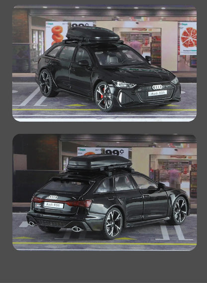 Audi RS6 Diecast Modellbil 1:32 – Ljud & Ljus 7 Dörrar öppnas Zinklegering CE Svart Grå Samlarmodell 2026