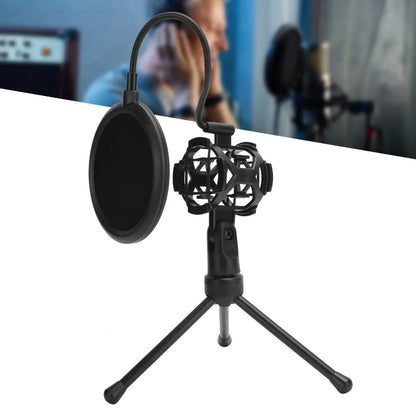 with Desktop Tripod Stand Microphone AntiSpray Filter Microphone Tripod Stand for Mic with Handle Diameter Under 44mm