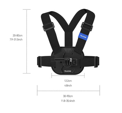 TELESIN Quick-Release Chest Strap Mount for GoPro Hero 13 12 11 10 9 8 7 Insta360 SJCAM DJI OSMO Action 5 4 3 Chest Belt Mount