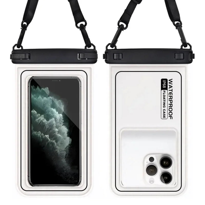 Flytande Vattentätt Mobilfodral med Crossbody-rem – Dubbelhake, Touchkänslig, 10 Färger, upp till 6,9"
