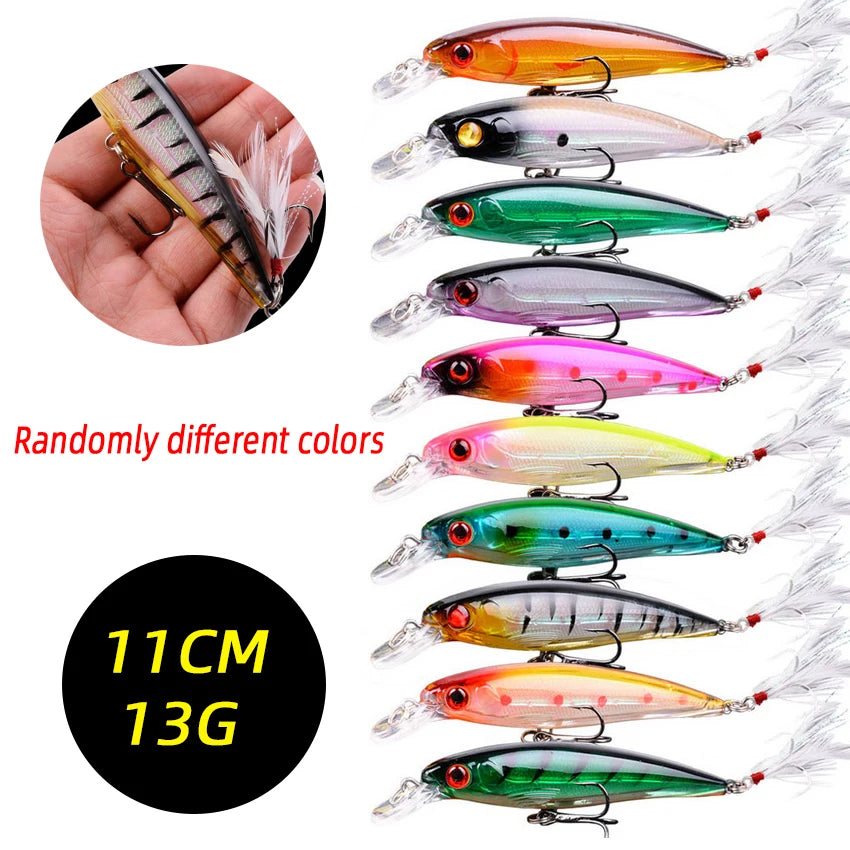 3/5/8PCS Fishing Lures Kit Minnow Popper Baits with Hooks Saltwater Freshwater Trout Bass Salmon Swimbait Fishing Accessories