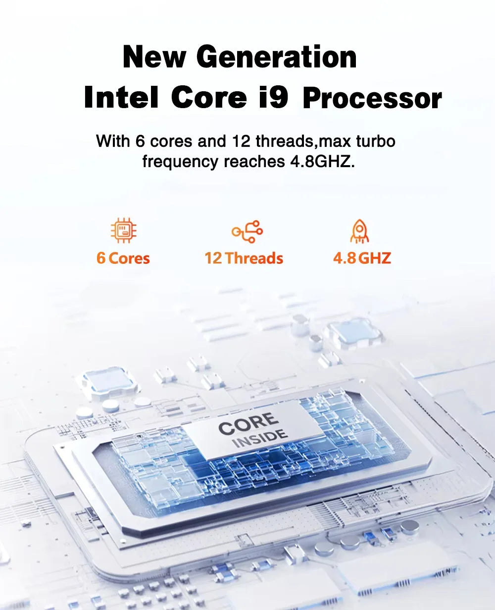 New Portable I9 Mini Computer Windows 11 I9 10980HK 16GB 1TB Gaming Office Computer Dual Band WiFi 6-Core Mini Desktop Computer