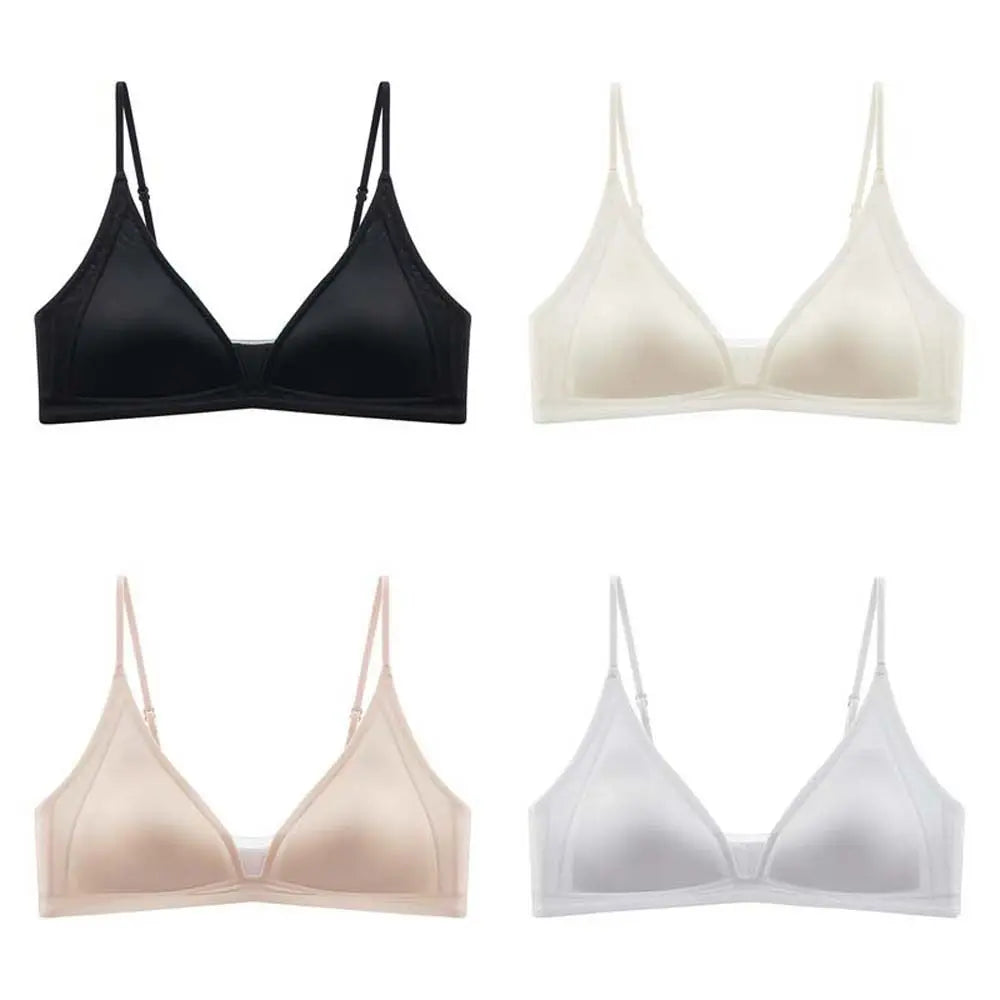 Thin Satin Wireless Deep V Bra Close-fitting Anti-sagging Push Up Underwear Traceless Gathered Breasts Seamless Bras Sport
