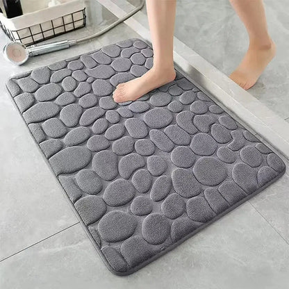 Bathroom Non Slip Mat Bath Mats Absorbent Doormat Carpet 3D Cobblestone Embossed Door Floor Mats Machine Washable Quick Drying