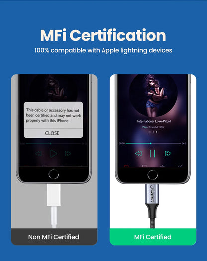 UGREEN Adapter for iPhones MFi DAC Lightning to 3.5mm Headphone Adapter For iPhone 12 11 Pro max xr Aux Cable Phone Accessories