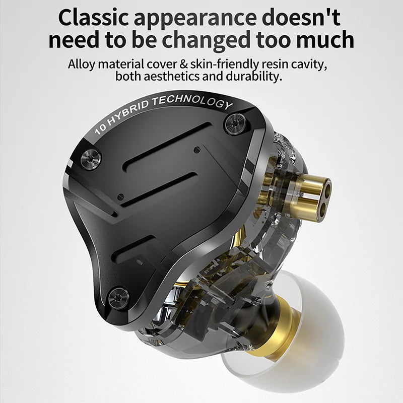 KZ ZS10 Pro X 4BA 1DD Hybrid IEM 10mm Dynamic Driver In Ear Monitor Detachable 0.75mm 2Pin Cable Metal Shell Gaming HiFi Earbuds for Audiophile