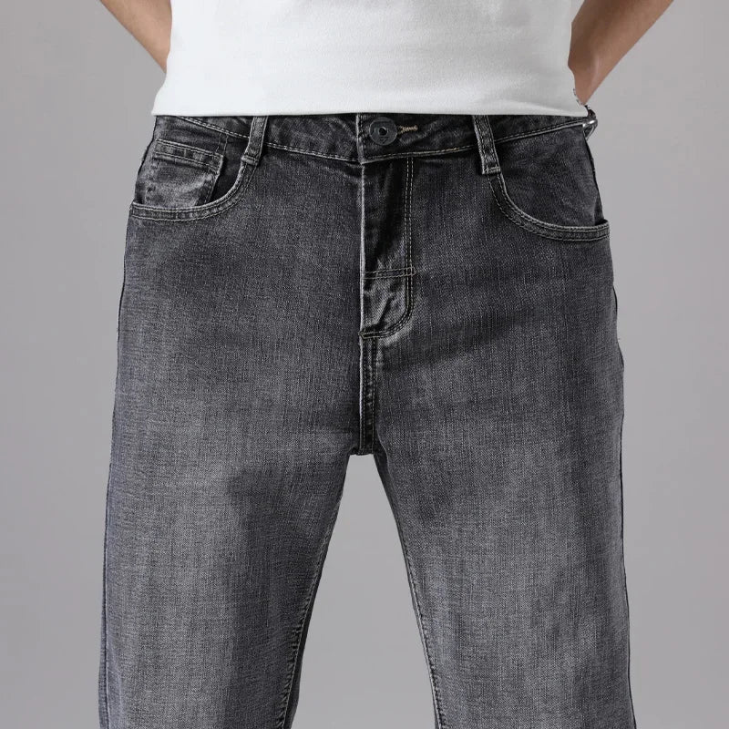 Tunna stretchiga denimjeans för män