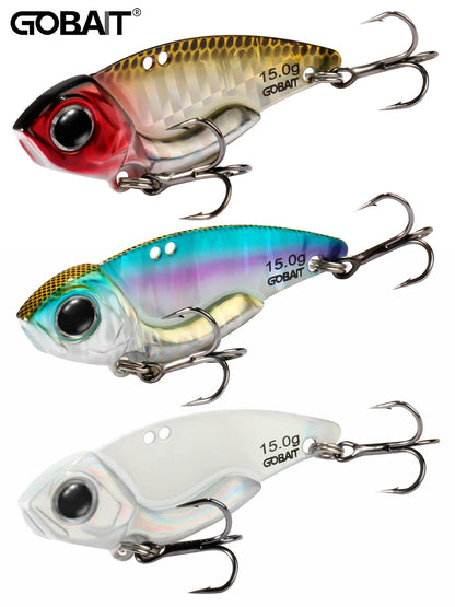 VIB Lure Metal Jig HardBait 7g 10g 15g Spoon Spinner Laser Painting 3D Eyes Fishing Tackle Strong 3X Hooks Swimbait Pesca Bait