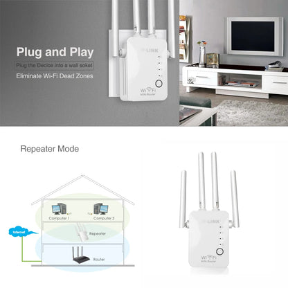 1200Mbps Wireless WiFi Repeater 5Ghz  Router WiFi Extender Amplifier 2.4G/5GHz Wi-Fi Signal Booster Long Range Network Receiver