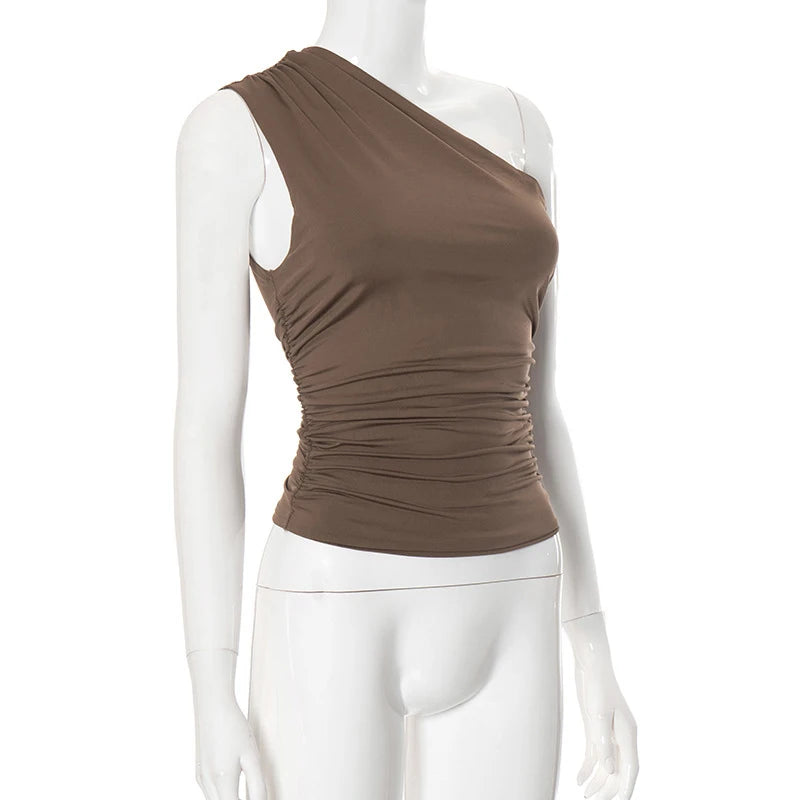 BIDIJONES one-shoulder-topp dam med öppen rygg – enfärgad, S–L