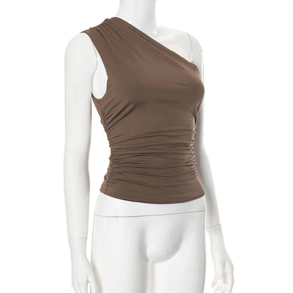 BIDIJONES one-shoulder-topp dam med öppen rygg – enfärgad, S–L