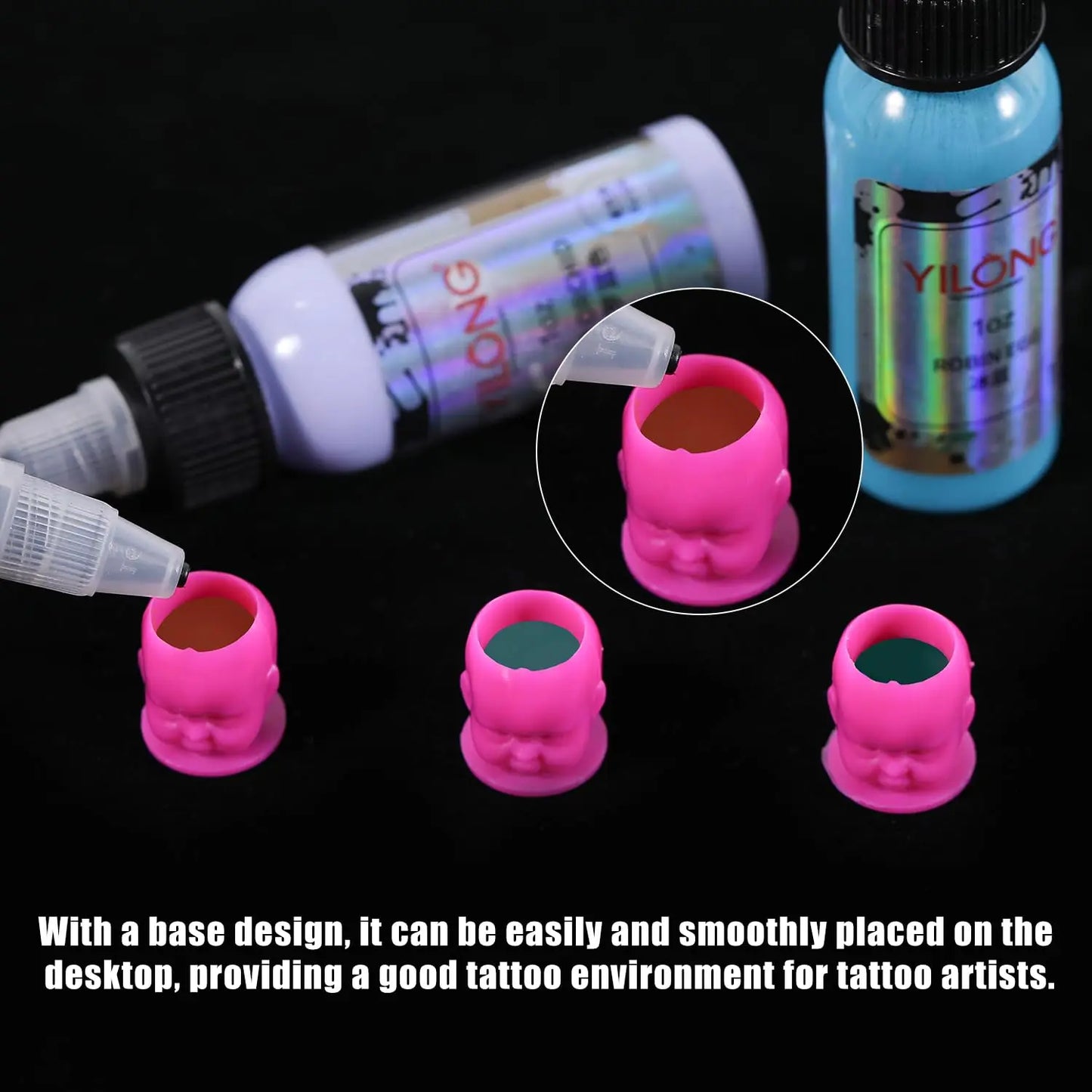 50/100/200pcs Plastic Disposable Tattoo Ink Cups With Base Pigment Clear Holder Container Cap Tattoo Accessory Permanent Makeup