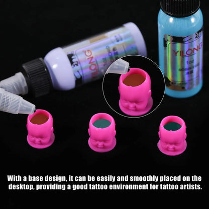 50/100/200pcs Plastic Disposable Tattoo Ink Cups With Base Pigment Clear Holder Container Cap Tattoo Accessory Permanent Makeup