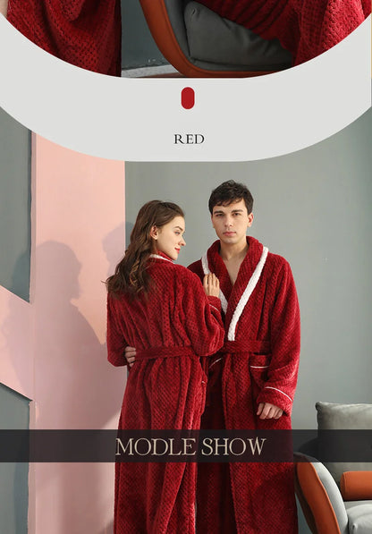 Female Autumn and Winter Warm Long Coral Velvet Thick Couple Bath Bathrobes Men Women Pajamas Shower Robe Bath Towels For Adults