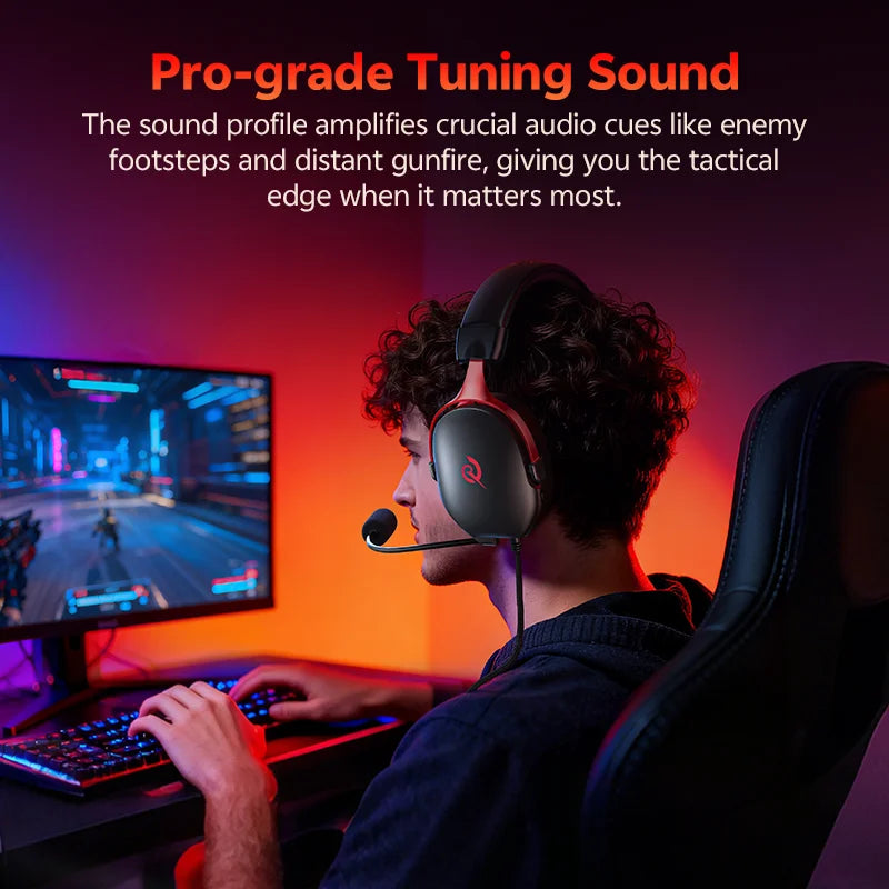 QCY VN200 Pro gamingheadset med USB-A, mikrofon och virtuellt 7.1-ljud