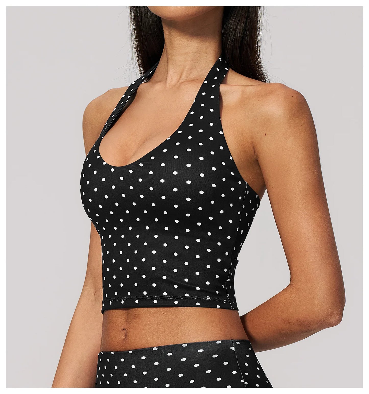 Yoga Bra Women Sports Underwear Fitness Crop Top Polka Dot Yoga Vest Deep V Backless Sports Vest Female Workout Shockproof Tops