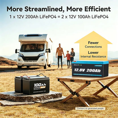 NIELFTOR LiFePO4 Batteri 12,8V 200Ah 2560Wh – Metallkapsling, Bluetooth, 150A BMS, 4S4P (upp till 51,2V 800Ah), >6000 Cykler, 10års Garanti, EU-lager (Polen)