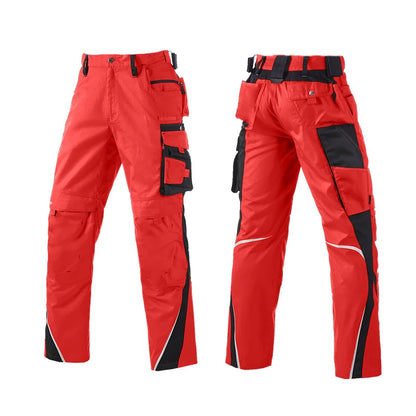 Men's Work Pants with Multi Pockets Two Tone Construction Pants with Reflective Stripes Cargo Pants Zipper Front Work Wear Pants