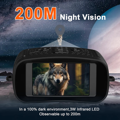 Digital nattkikare med 3-tumsskärm, 6× zoom och IR-lampa