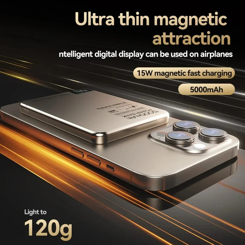 Lenovo 500000mAh Magnetic Power Bank Super Fast Charging for Magsafe Wireless External Battery Powerbank for iPhone Samsung
