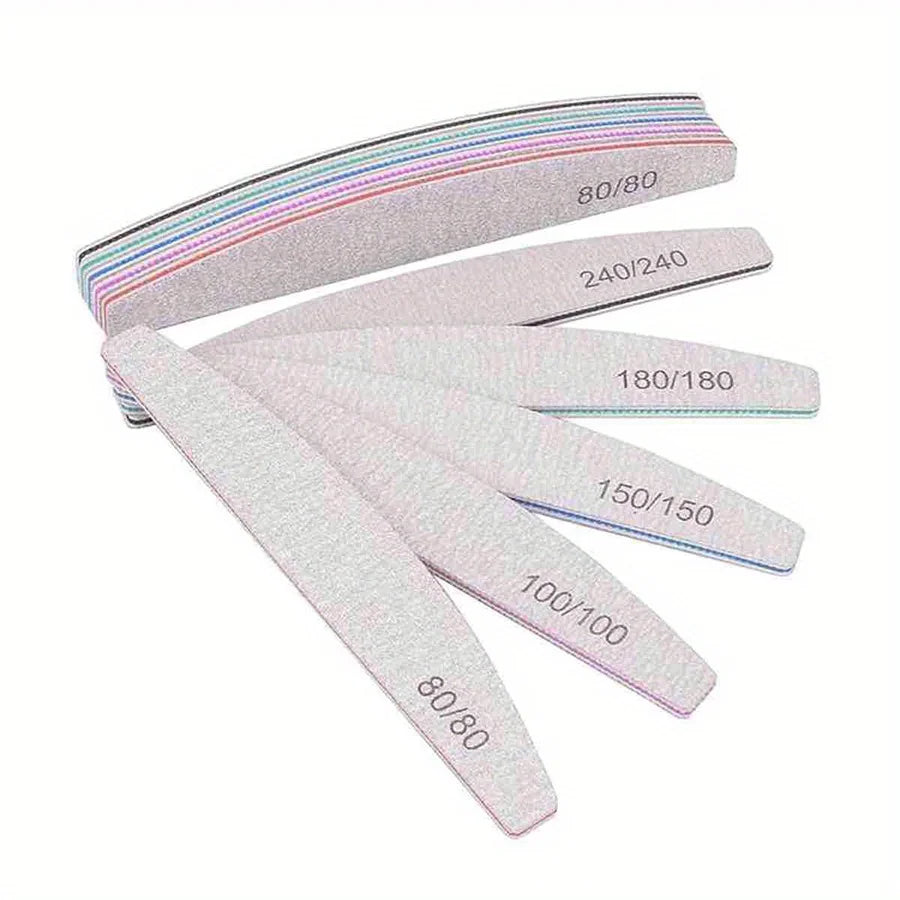 1/3/5/10Pcs Professional Nail File 80/100/150/180/240 Sandpaper Strong Thick Sanding Half Moon Lime nail accessories and Tools