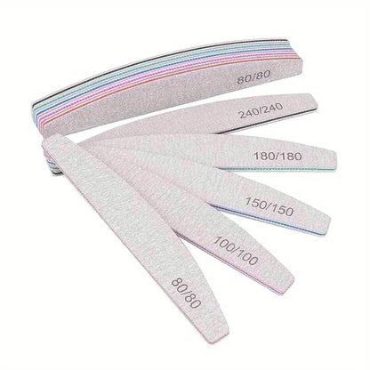 1/3/5/10Pcs Professional Nail File 80/100/150/180/240 Sandpaper Strong Thick Sanding Half Moon Lime nail accessories and Tools