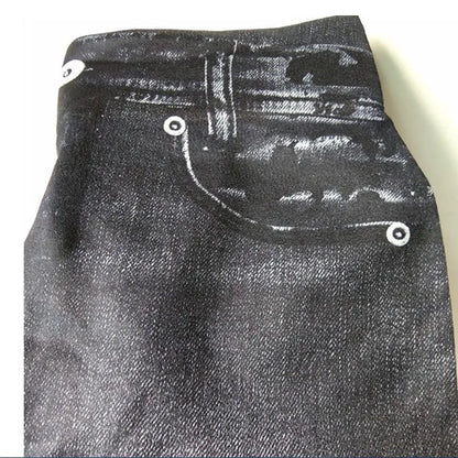 Dam Denim-print Leggings – Slim Faux Jeans Stretch Hög Midja Ankellång Casual Kontor, 3 Färger S–3XL