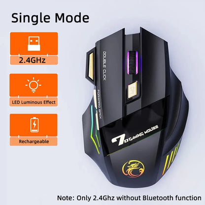 IMICE GW-X7 Wireless Gaming Mouse, 3200DPI Dual-Mode, 7 Programmable Keys, RGB Backlit Rechargeable