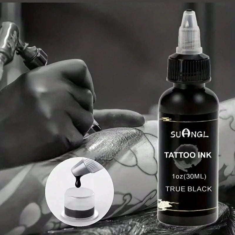 SUANGL Professional Black Tattoo Ink High Saturation Waterproof Permanent Pigment 30ml for Tattoo Studio Tattoo Accessories