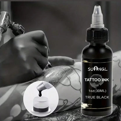 SUANGL Professional Black Tattoo Ink High Saturation Waterproof Permanent Pigment 30ml for Tattoo Studio Tattoo Accessories