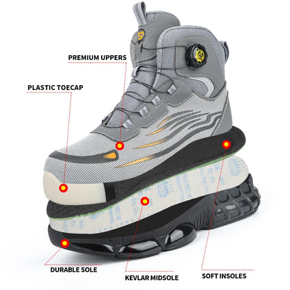 2026 High-Top Rotating Buckle Safety Shoes for Men and Women, Labor Protection Shoes, Protective Shoes, Work Shoes, Shock-Resist