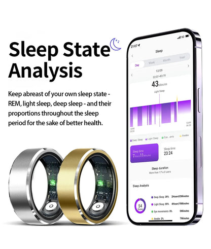 Smart Ring Men Heart Rate Blood Oxygen Pressure Monitor Smartring for Women Sleep Fitness Tracker New