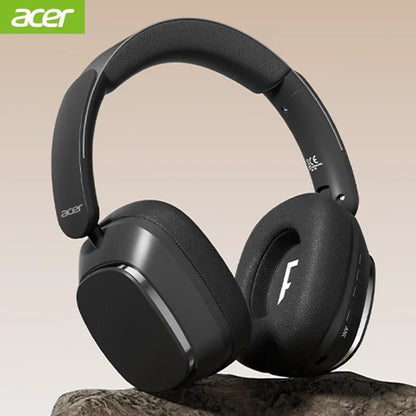 Acer OHR525 Bluetooth Headset ANC – Aktiv Brusreducering -48dB ENC 128h Batteritid 1000mAh USB-C Hopfällbar CE Beige Svart