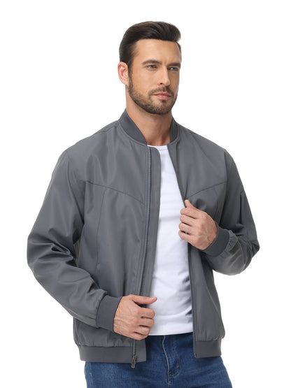 Men's Lightweight Windbreaker Jacket Causal Fashion Stylish BaseBall Coat with Side Inner Pocket for Work Golf Fishing