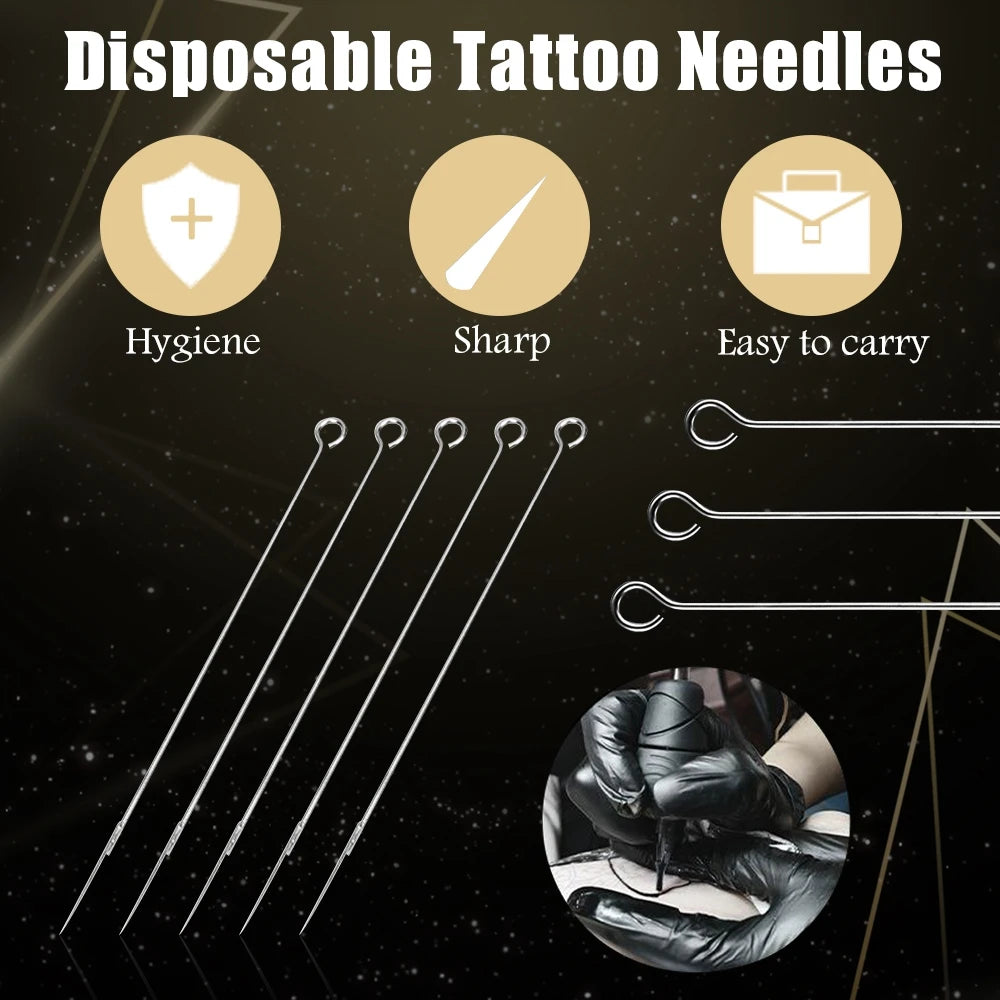 Tattoo Needle and Tips Set 50pcs Disposable Tattoo Needle with 50pcs Sterilized Tattoo Tips Tattoo Kit for Tattoo Machine Supply