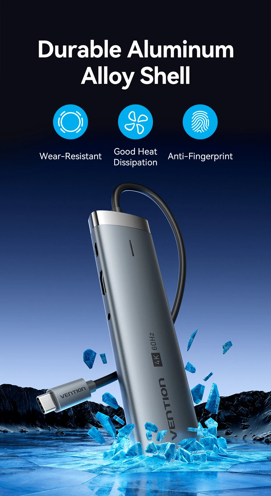 Vention USB C HUB 4K 60Hz Type C to HDMI RJ45 Ethernet PD 100W SD TF for MacBook PC iPad Sumsang PC Tablet Phone USB 3.0 Hub