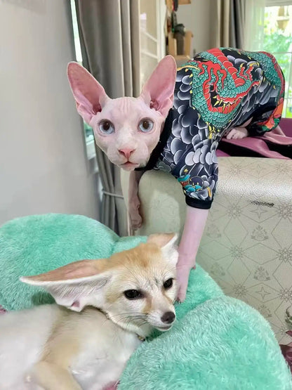 Streetwear Pet Tattoo Suit 4-Way Stretch Full Body Clothes S-10XL Comfortable Dog Cat Costume for Small to Large Pets