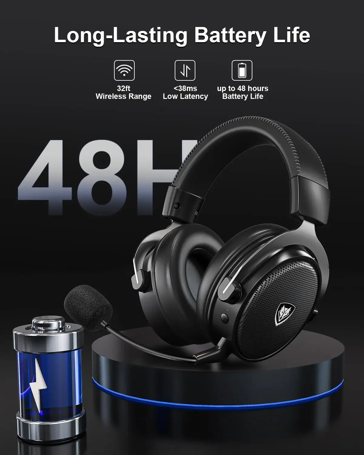 NUBWO G07 Wireless Gaming Headsets for PC, PS4, PS5 2.4GHz Ultra-Low Latency HIFI Stereo Noise Cancelling MIC Gaming Headphones