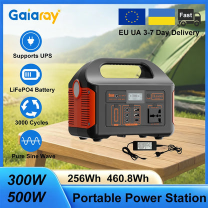 GaiaRay 500W 300W Portable Power Station AC 220V Solar Generator LiFePO4 Battery Emergency Power Plant Outdoor Fishing Tool LED
