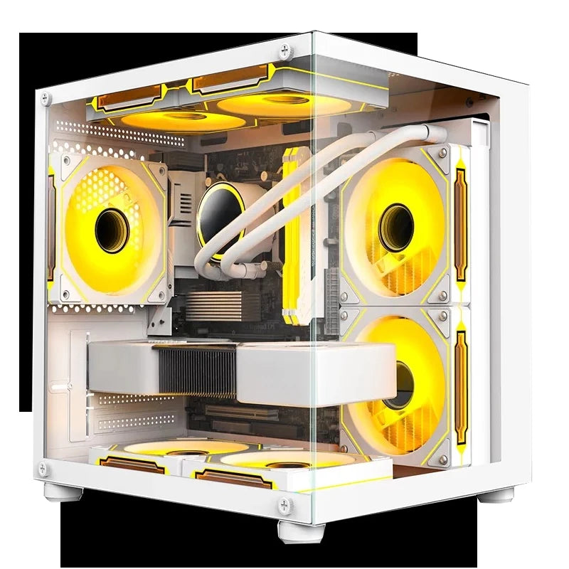 S920 Mini Ocean‑Style White M‑ATX PC Chassis Side‑Transparent Panel DIY Desktop Gaming Computer Case